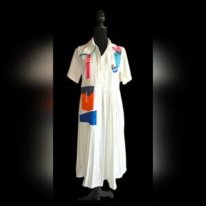 Colorful Patterned White Dress